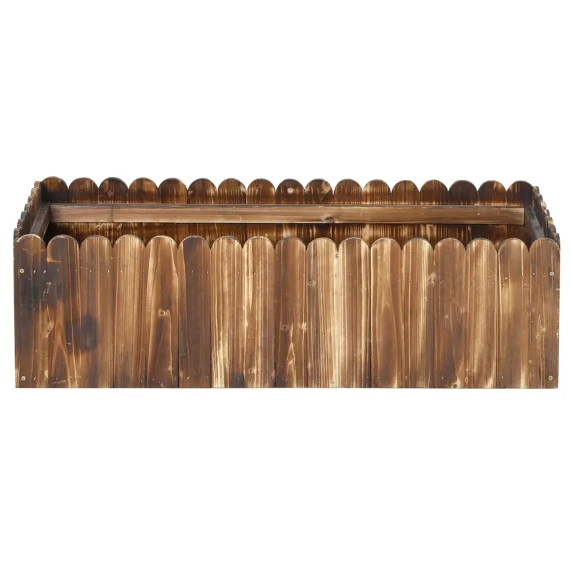 Outsunny 40" x 16" x 12" Raised Planter Box Garden Scalloped Edge Wooden