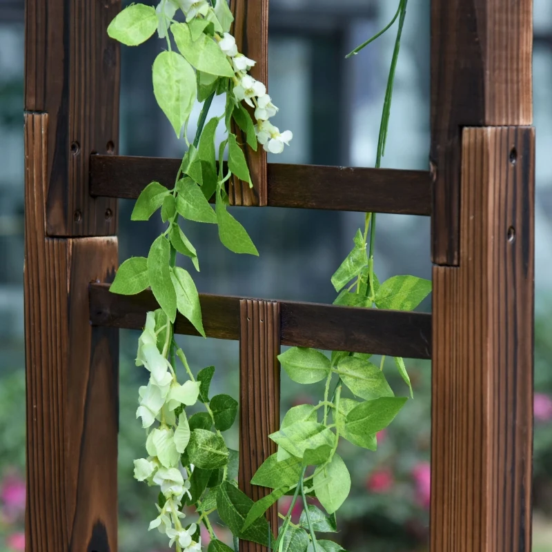 Outsunny 85" Wooden Garden Arbor for Wedding and Ceremony, Outdoor Garden Arch Trellis for Climbing Vines, Fir Wood, Carbonized Color