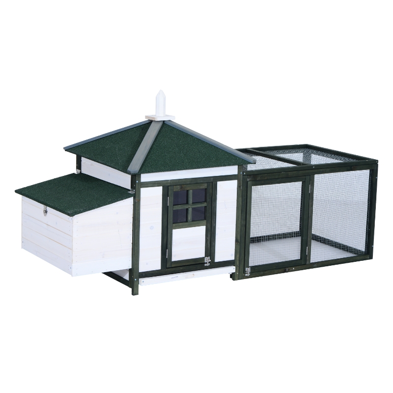 Pawhut 77" Premium Wooden Chicken Coop w/Backyard Run & Nesting Box