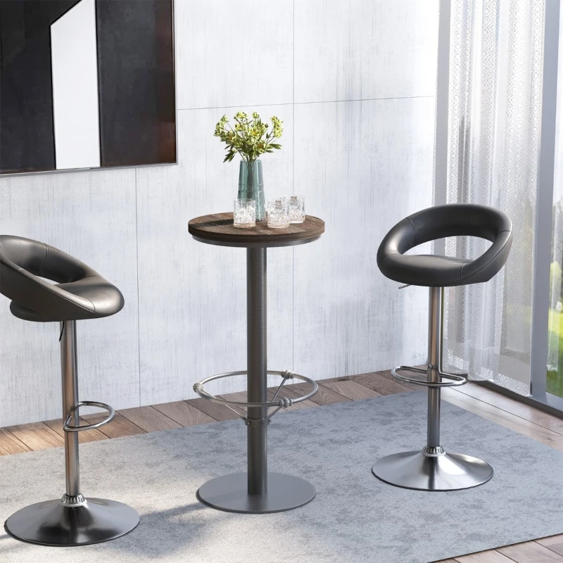 HOMCOM 42" Rustic Bar table Industrial Metal Pine Wood Top Adjustable Standing Pub Table