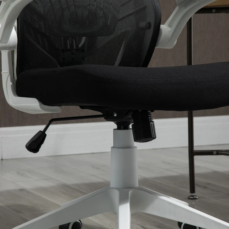 Vinsetto Mid-Back Mesh Home Office Chair Computer Task Ergonomic Desk Chair with Lumbar Back Support, Flip-Up Arm, and Adjustable Height, Black