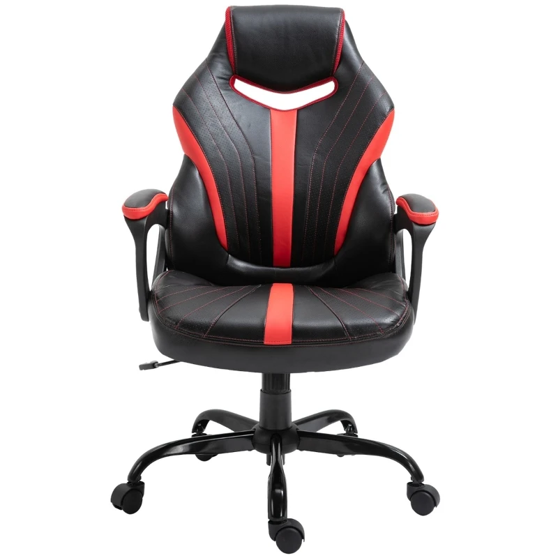 Vinsetto Racing Style Gaming Chair Ergonomic High Back Computer Office Chair PU Leather with 360° Swivel Rocking Adjustable Height Padded Armrest Red
