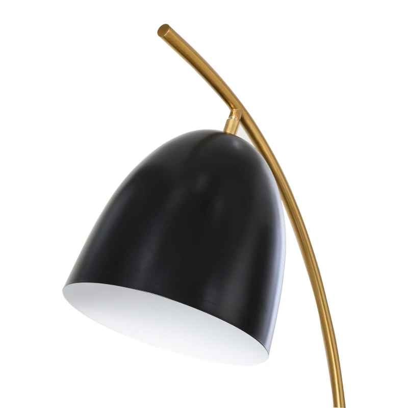 HOMCOM Height-Adjustable Indoor Floor Lamp with 11.75" W Small Round Table and Base, 67" Max Height, Black and Gold