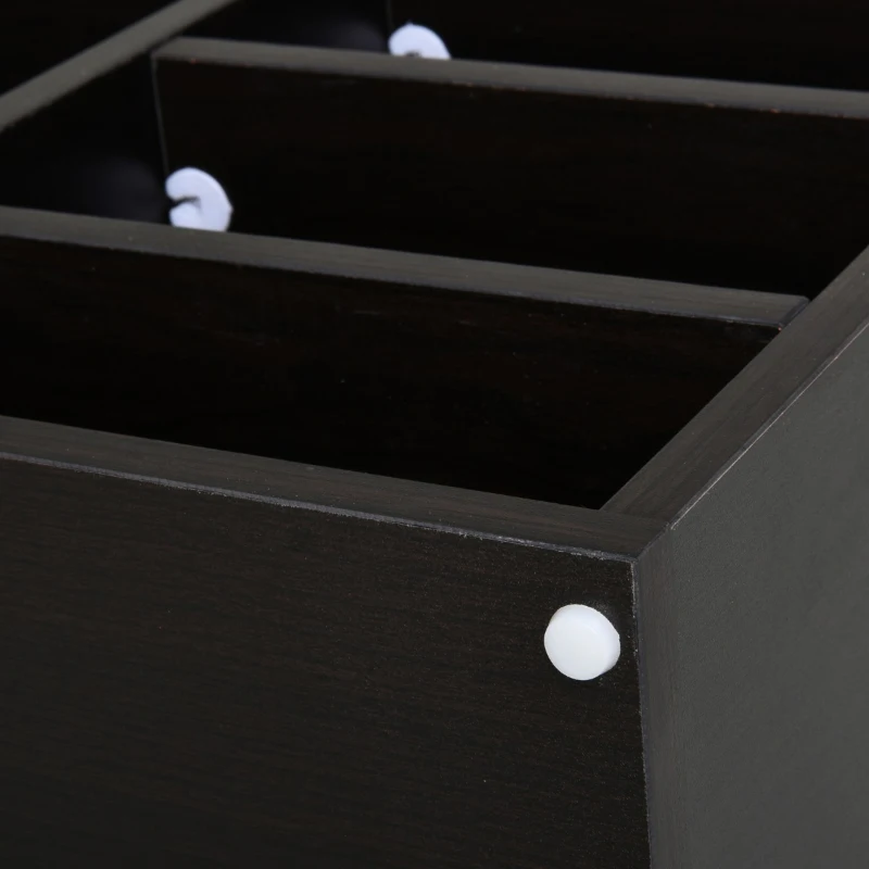 HomCom Upholstered Shoe Entryway Bench Rack with Comfortable PU Cushion Bench & Flexible Shelving Options, Brown