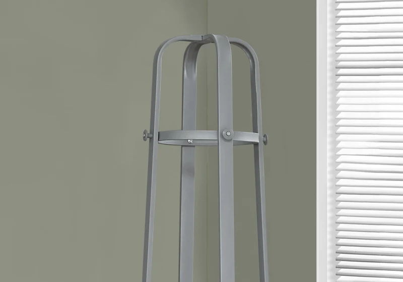 Monarch 72" Industrial Modern 12-Hanging Peg Metal Coat Tree Hanger Rack with Umbrella Holder - Silver Finish