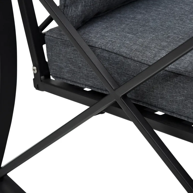 Outsunny 3-Piece Patio Bistro Set Outdoor Rocking Coffee Table Chair Set with Curved Base, Soft Cushions, Steel Frame, Black