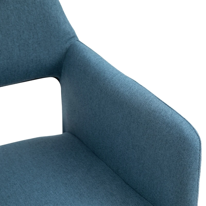 HOMCOM Dining Chairs Set of 2 Home Modern Accent Armchair for Bedroom Living Room with Fabric Surface and Solid Wood Legs, Blue