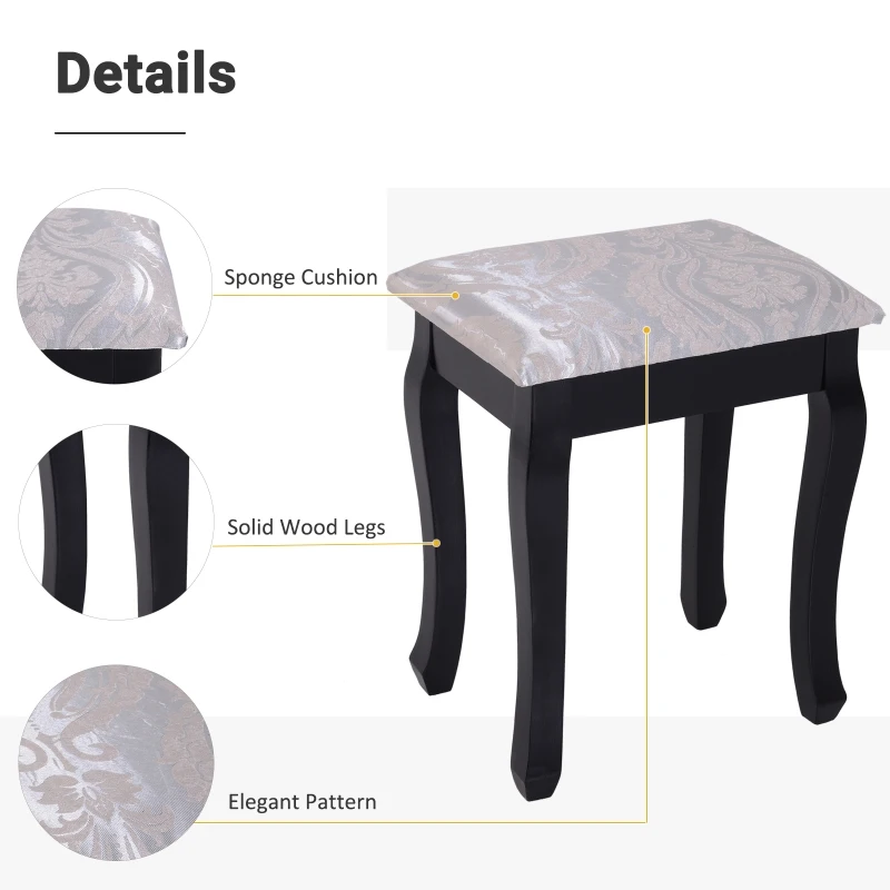 HOMCOM Wooden Makeup Vanity Dressing Table Set with 360° Rotating Oval Mirror, 3 Drawers and Padded Stool for Bedroom