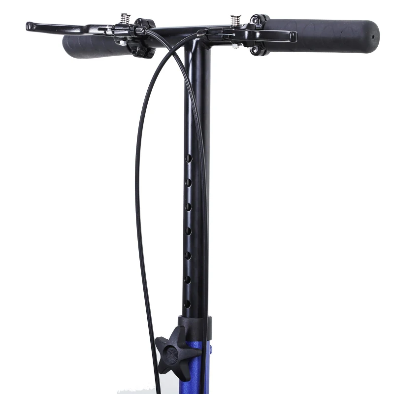 HOMCOM Foldable Dual Pad Steerable Leg Knee Walker Scooter with Basket Attachment - Blue