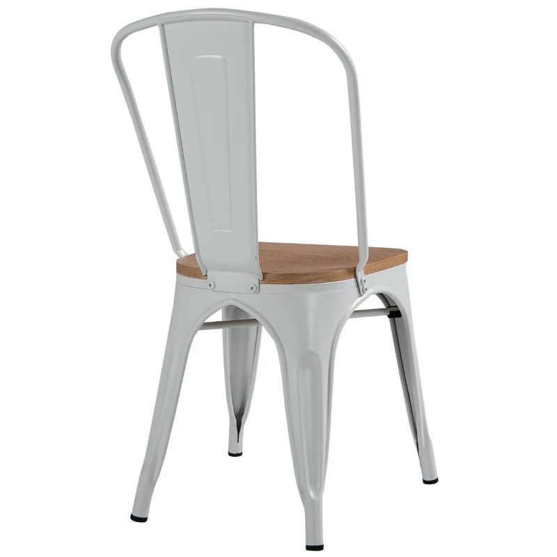 HOMCOM 3 Piece Industrial Style Dining Table Set, Small Kitchen Table and Chairs for 2,Steel Frame and Wooden Top,White