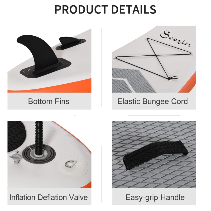 Soozier Inflatable Paddle Board, 11.5' x 32'' x 6'' Stand Up Paddle Board with Carry Bag, Non-Slip Deck, Adjustable Paddle, Hand Pump and Leash for All Skill Levels, Orange