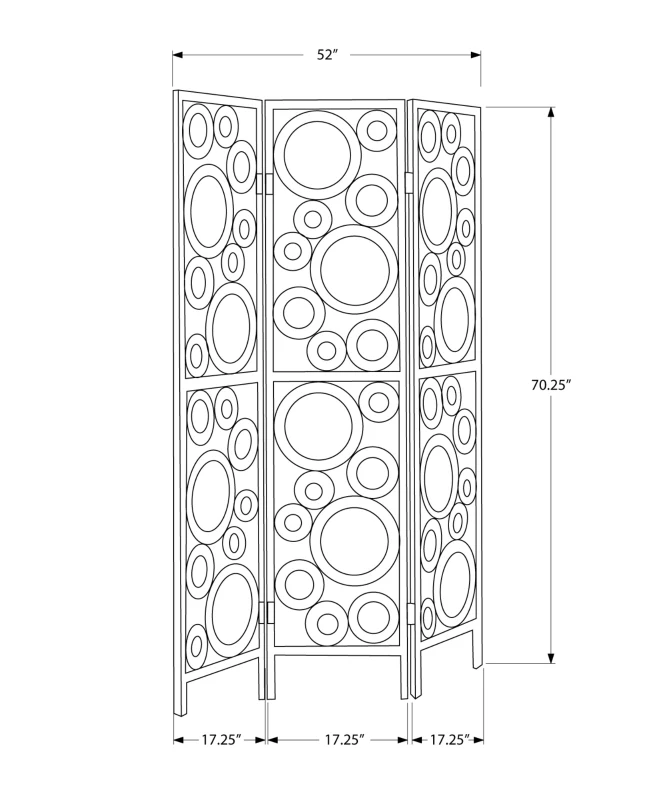 Monarch 3-Panel Contemporary Bubble Design Folding Privacy Screen Room Divider - Silver Wood Frame