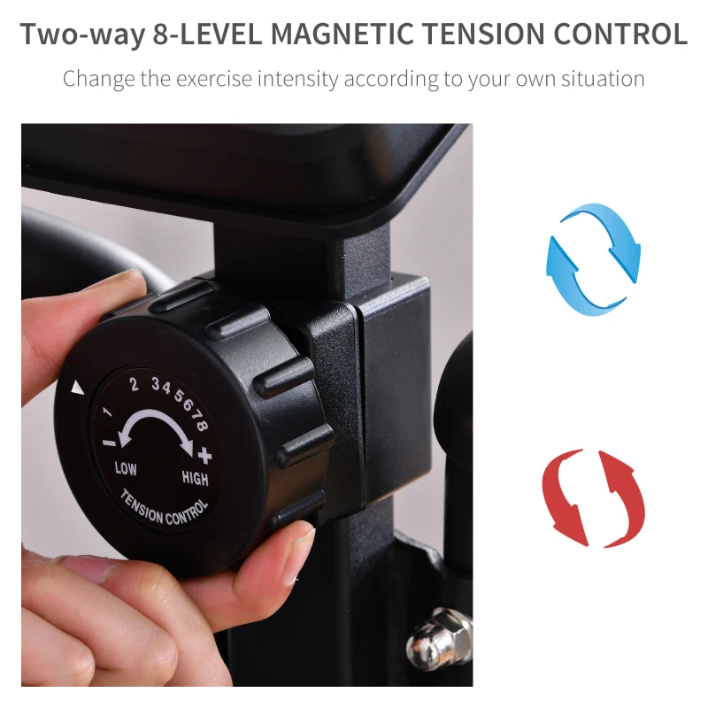 Soozier Stationary Elliptical Cross Trainer Magnetic Resistance Exercise Bike Two-way Cardio Fitness Workout Machine with Flywheel & LCD Digital Monitor Display Phone Holder, for Home Office Gym Black