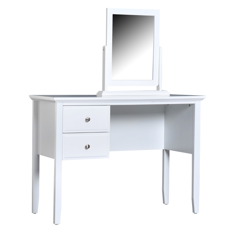 Wood Vanity Table Top Mirror with 2 Drawers WhiteAOSOM.CA