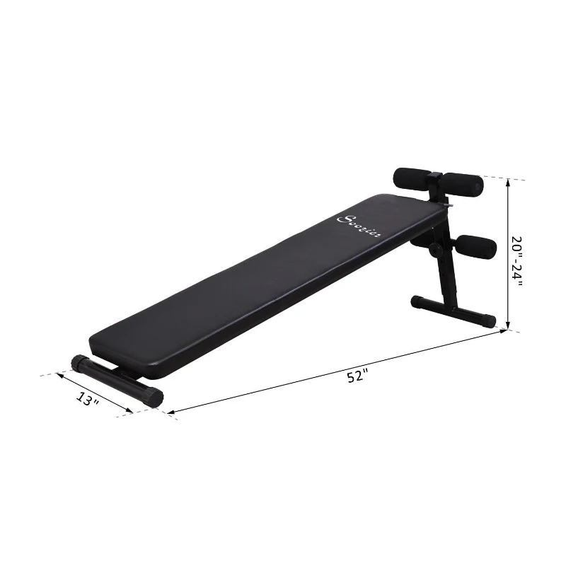 Soozier Folding Portable PRO Decline Sit Up Bench Fitness Ab Adjustable Height Black