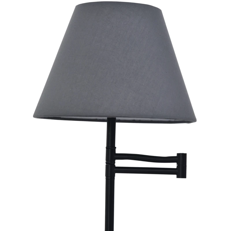 HOMCOM 53.25" Floor Lamp with Table Extendable and Retractable Arm E26 Rubber Wood