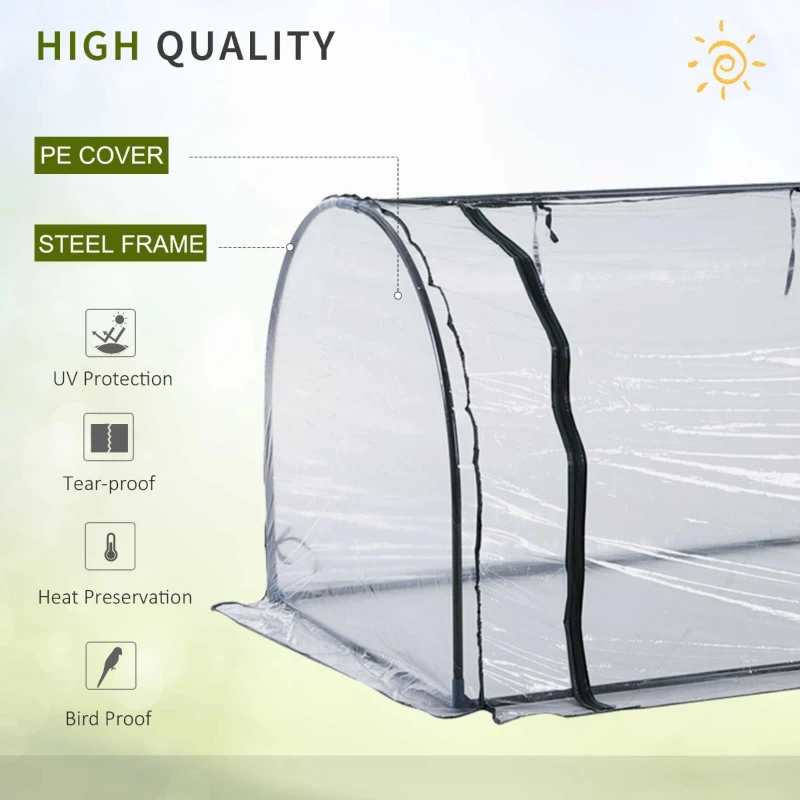 Outsunny 11.5' L x 3.25' W x 2.5' H PVC Metal Tunnel Garden Greenhouse Kit