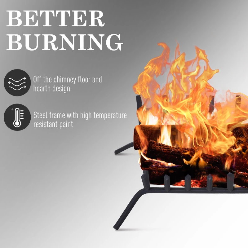 Outsunny Solid All-Steel Fire Place Log Grate V-Shape 7-Bar Ember Retainer Vented Unit