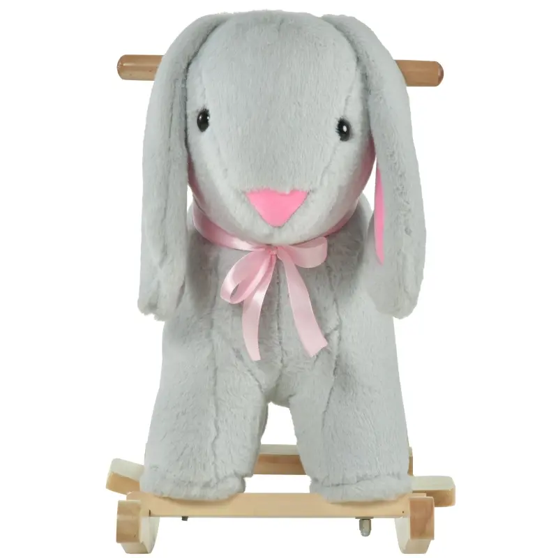 Qaba Kids Ride-On Rocking Horse Toy Rabbit Style Rocker Soft Plush Fabric for Children 36 Months