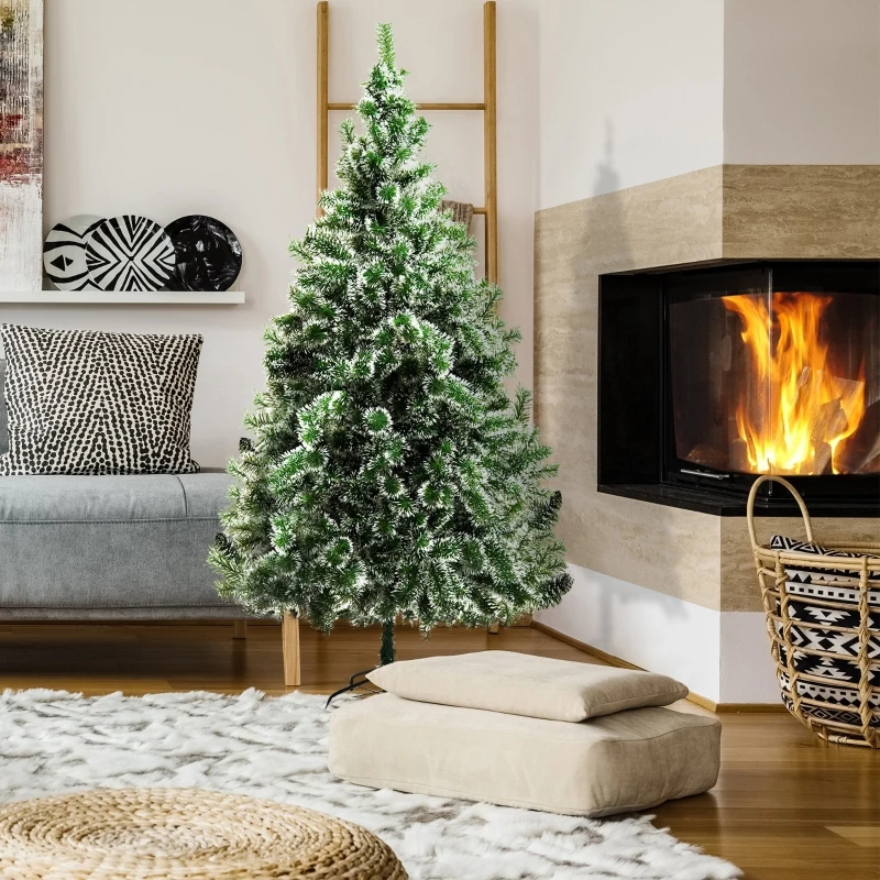 HOMCOM 7FT Christmas Tree Artificial Classic Tree Holiday Indoor Decoration, with Mental Support 968 Tips, Green