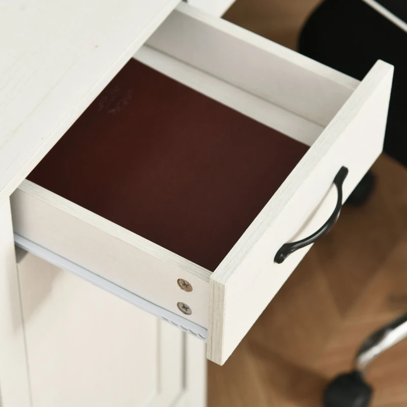 HOMCOM Computer Desk with Hutch, Home Office Workstation with Storage Shelves Drawers Cabinets, White