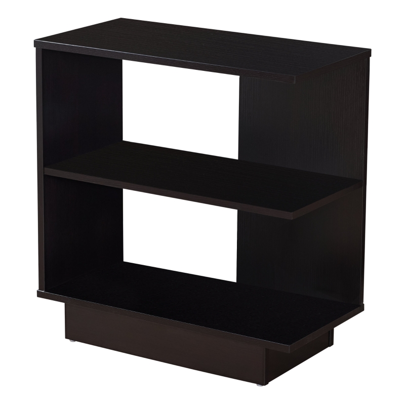 Monarch 24" Contemporary 3-Tier Wood Storage Side Accent Table - Cappuccino Brown Finish