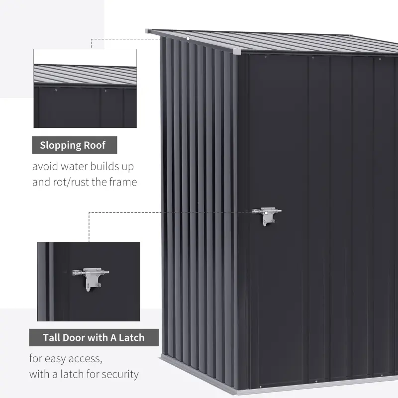 Outsunny Metal Outdoor Storage Shed, 3.3' x 3.4', with Lockable Doors, Compact Garden Tool Organizer, Gray