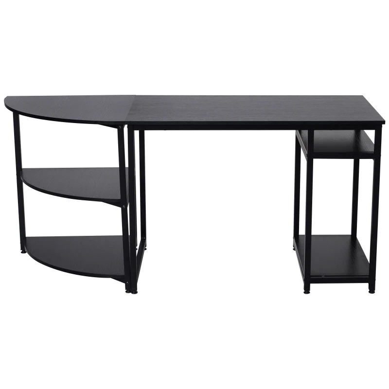HOMCOM 2 Piece 65" Computer Desk Set Free-Combination Home Office Furniture Black