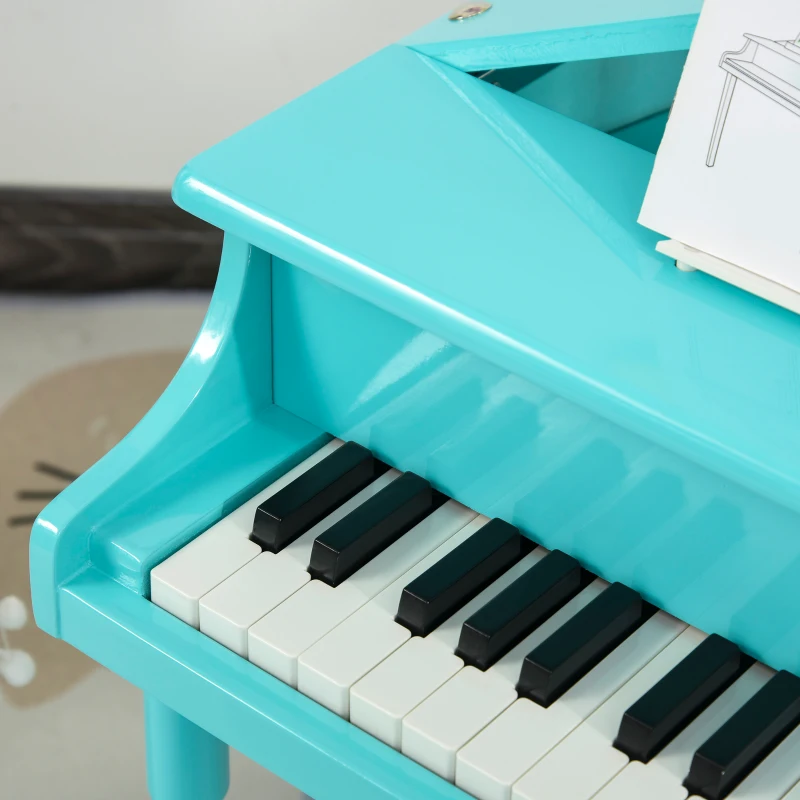 HOMCOM Modern Kids Piano 30 Keys Set of 2 Mini Toy for Child Grand Piano with Music Stand and Bench - Green