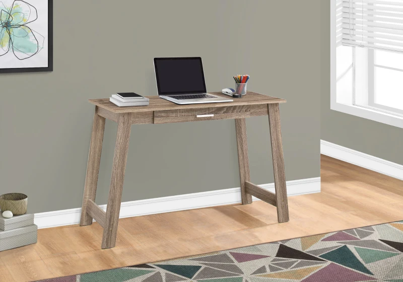 Monarch 42" Contemporary Rustic Wood-look Computer Writing Desk with Drawer - Dark Taupe