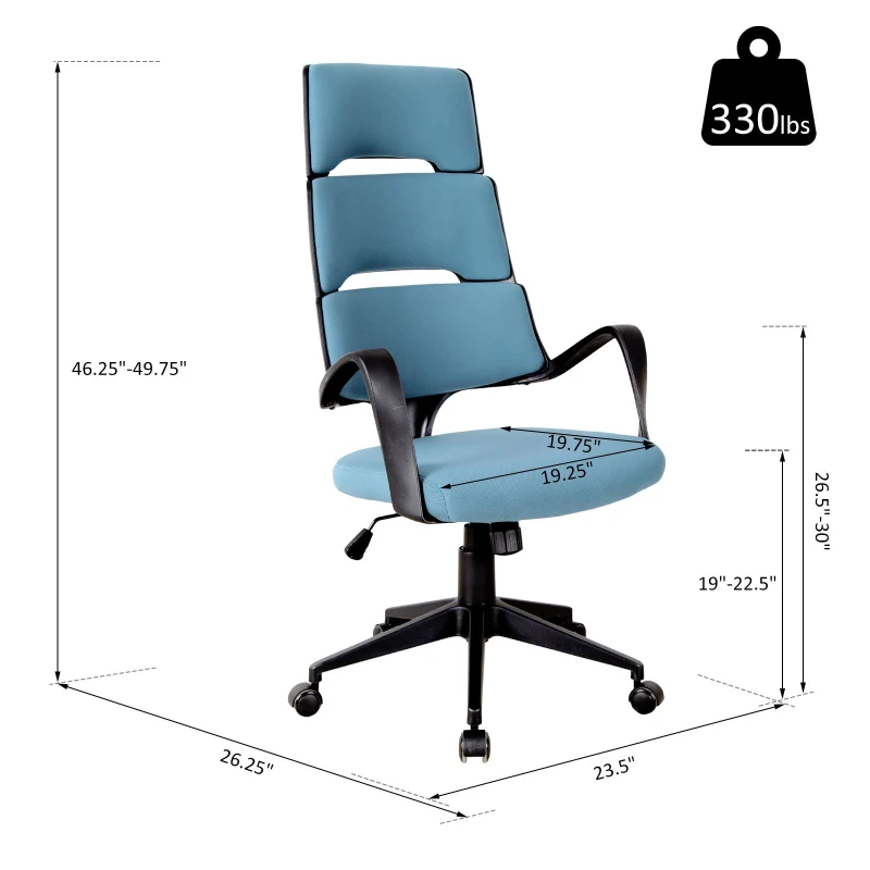 Vinsetto High Back Office Chair Fabric Executive Seat Swivel Desk Task Chair Swivel Fabric Seat Blue/Black