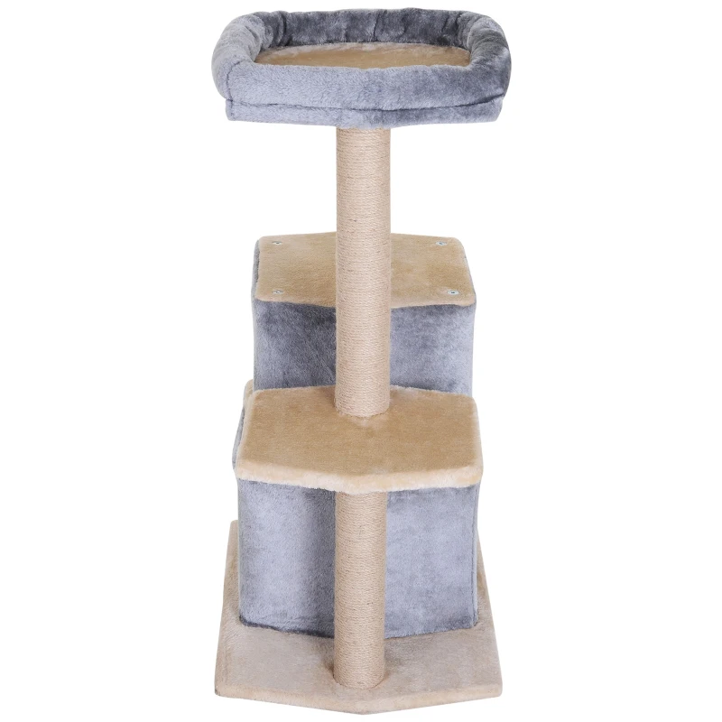 PawHut Multi-Level Cat Tree with Sisal-Covered Scratching Posts Large Perch Grey