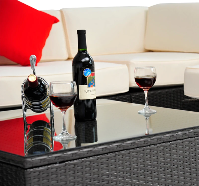 Outsunny 7pc Outdoor Rattan Sectional Patio Furniture Set - Cream/Brown