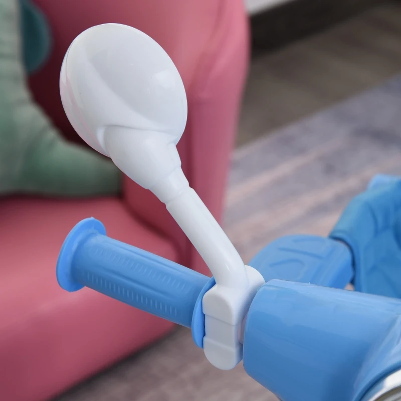 Qaba Kids Tricycle Ride-On Moped Canopy Tricycle with Stylish Design & Interactive Music & Lighting Functions, Gift for Baby Toddler Boys Girls, Blue