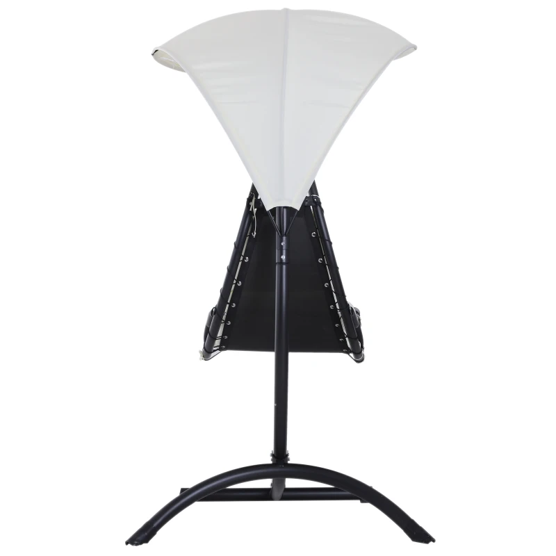 Outsunny Outdoor Patio Porch Hanging Sky Swing Chair dream chair lounger hammock with Stand and Waterproof Canopy – Cream & Black