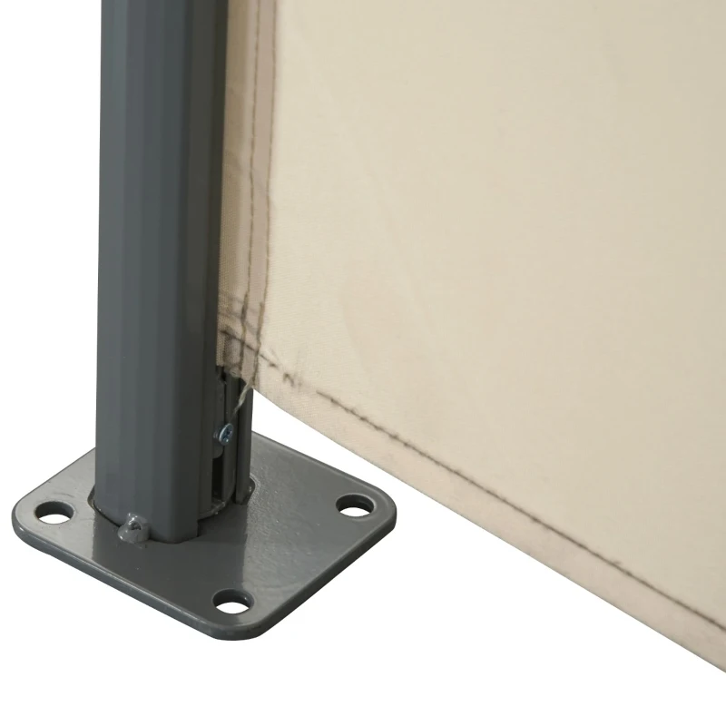 Outsunny 10' Retractable Folding Patio Privacy Side Awning with 50+ UV Protection, 2 Wall Brackets, & Polyester, White