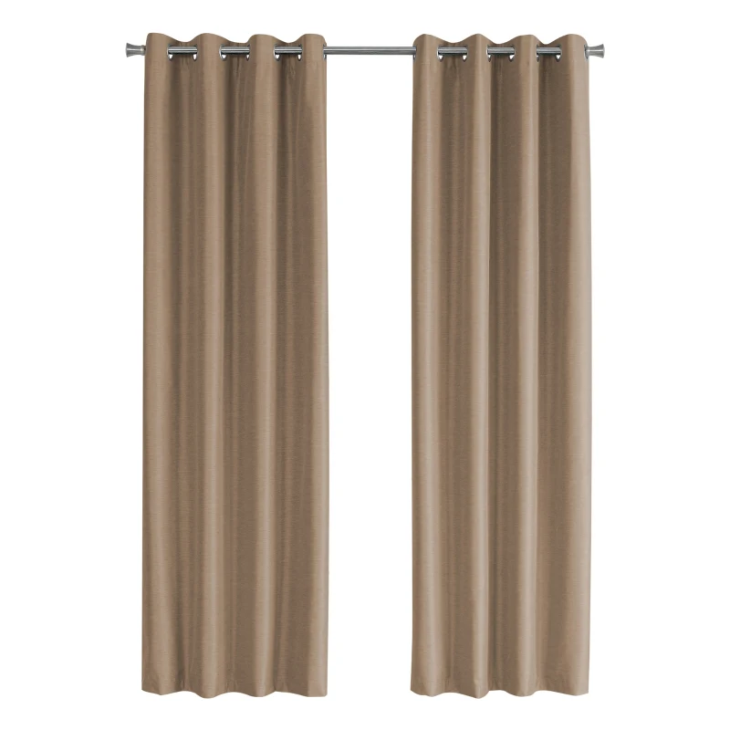 Monarch 52" x 95" Room Darkening Curtain Panels (Set of 2), Textured Finish - Brown