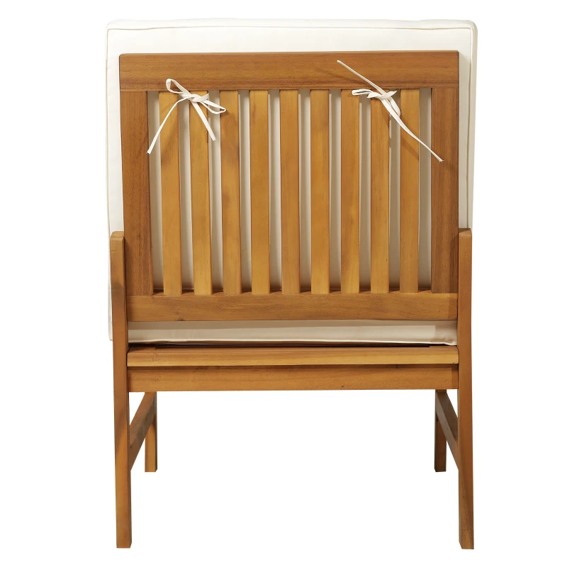 Outsunny 6 Piece L Shape Garden Sofa Set Solid Acacia Wood Garden Furniture Set with a Coffee Table for Yard and Bistro, Cream