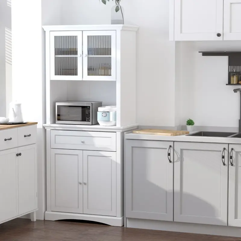 HOMCOM 71" Traditional Large Kitchen Pantry Cabinet Freestanding,White