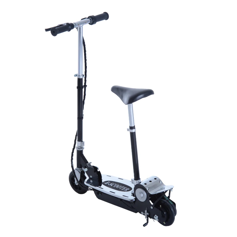 Qaba Adjustable Folding Electric Seated E-Scooter Battery Powered Motorized Bike Black