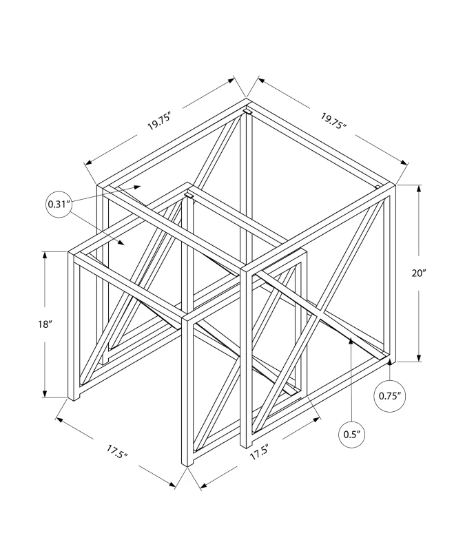 Monarch 2 Piece Contemporary Tempered Glass Nesting Accent Side End Table Set with X-Design Metal Base - Chrome
