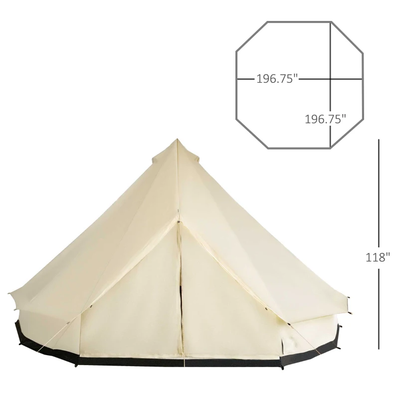 Outsunny 16.5’ x 16.5' x 10' 10-Person Waterproof Camping Tent Yurt with Unique Style, Spacious Interior & Breathable Waterproof Design