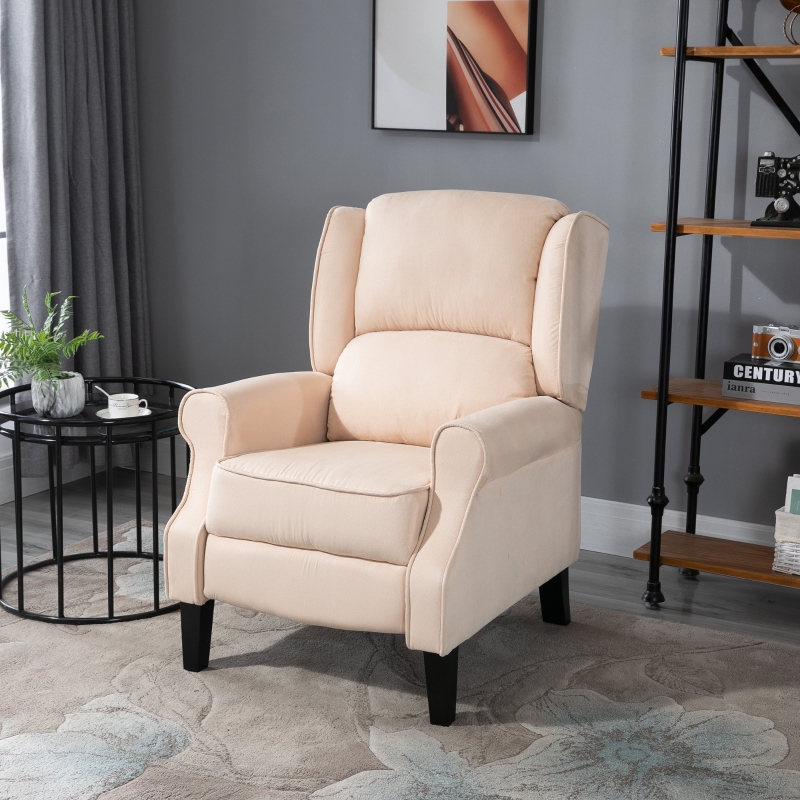 HOMCOM Vibrating Suede Massage Recliner Sofa Chair Body Lounge w/Remote Beige