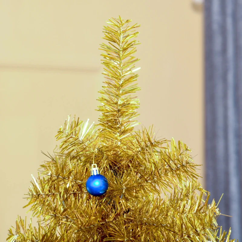 HOMCOM 6ft Artificial Christmas Tree Pop-Up Collapsible Golden Xmas Tree for Holiday Carnival Party Decorations
