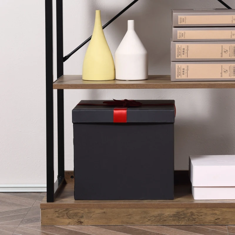 HOMCOM 4-Tier Industrial Bookshelf, Floor Standing Display Shelf, Bookcase with Metal Frame and Storage Shelving unit for Home Office, Living Room, Bedroom, Brown