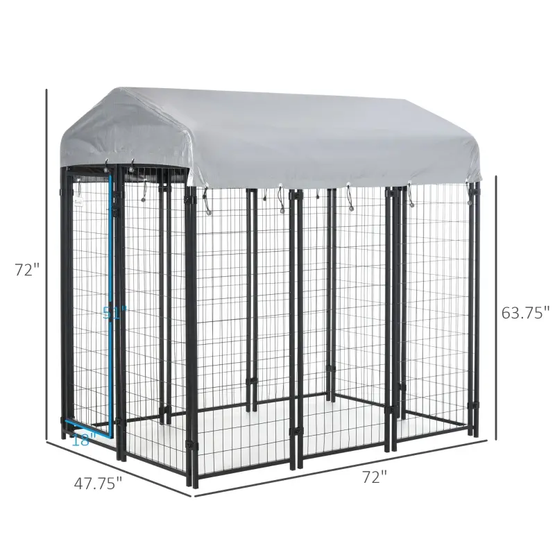 Pawhut 6' x 4' x 6' Large Outdoor Dog Kennel Galvanized Steel Fence with UV-Resistant Oxford Cloth Roof & Secure Lock