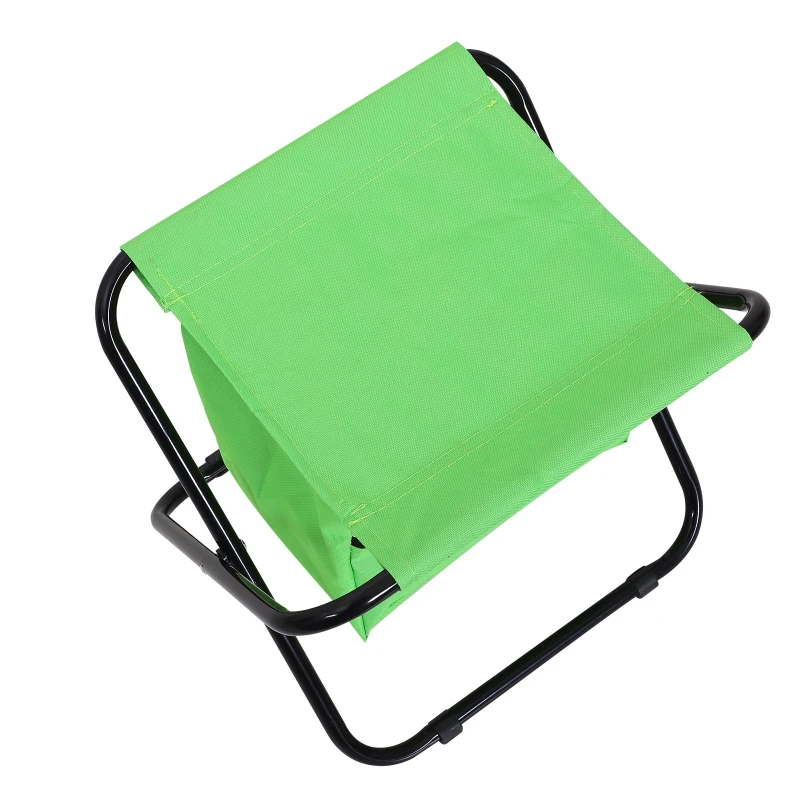 Outsunny Heavy Duty Folding Lightweight Stool Chair w/ Tool Bags and 3 Tools Garden Outdoor  Green