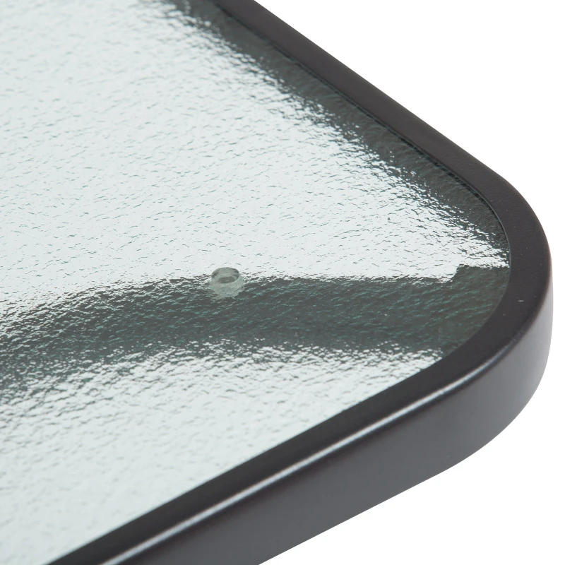 Outsunny 3pcs Outdoor 360° Swivel Metal Rocking Chair with Toughened Glass Coffee Table Set Garden Rocker & Tea Table Set w/ Cushion Red