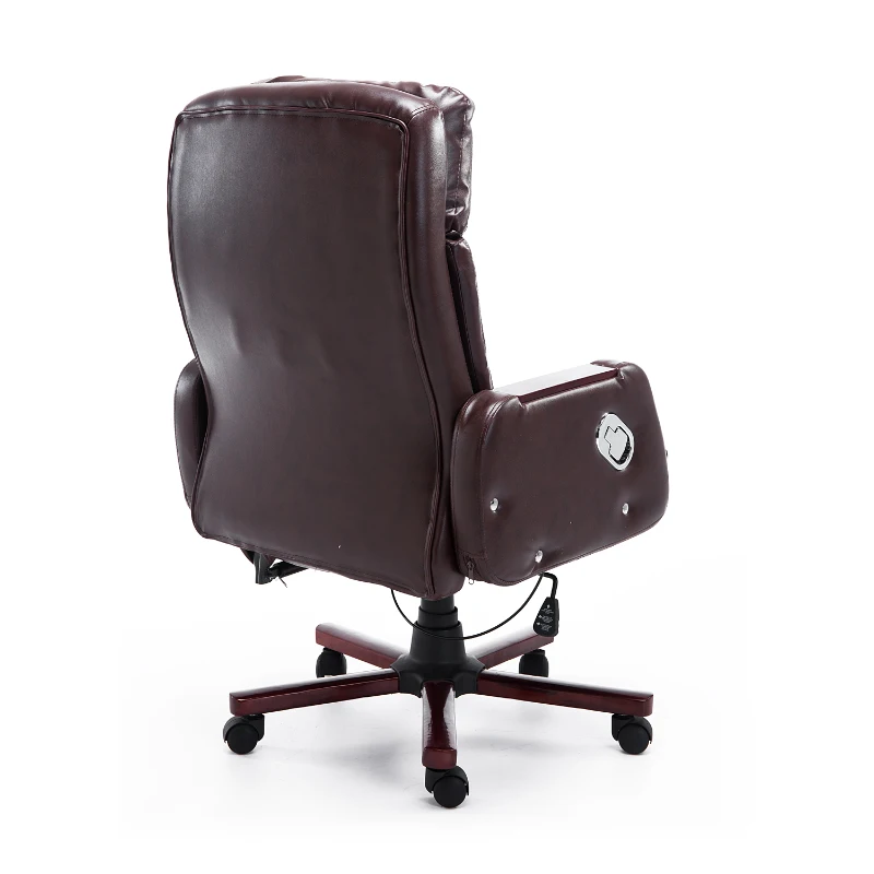 HOMCOM Faux Leather Reclining Office Chair Seat with Adjustable Backrest (Brown)