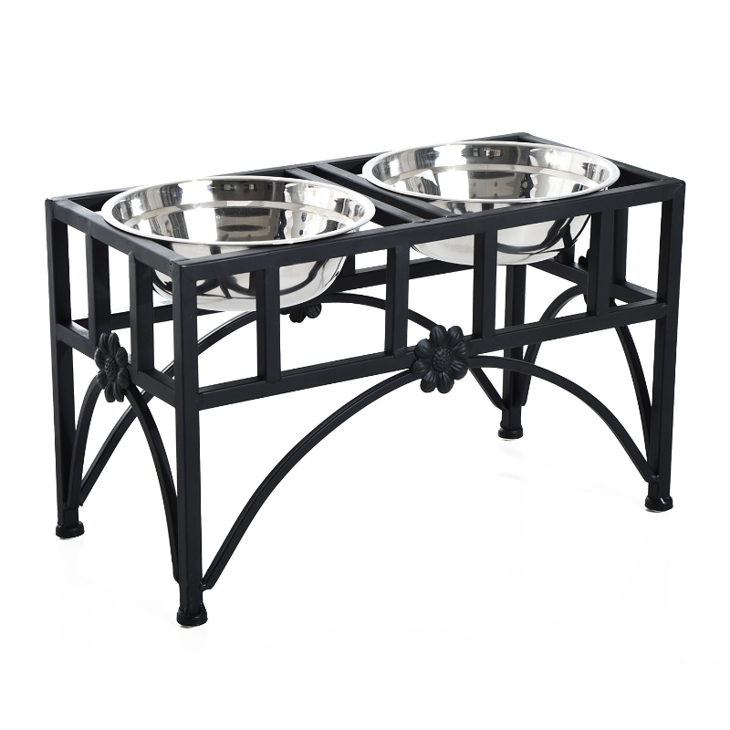 PawHut Elevated Double Stainless Steel Bowl Dog Feeder